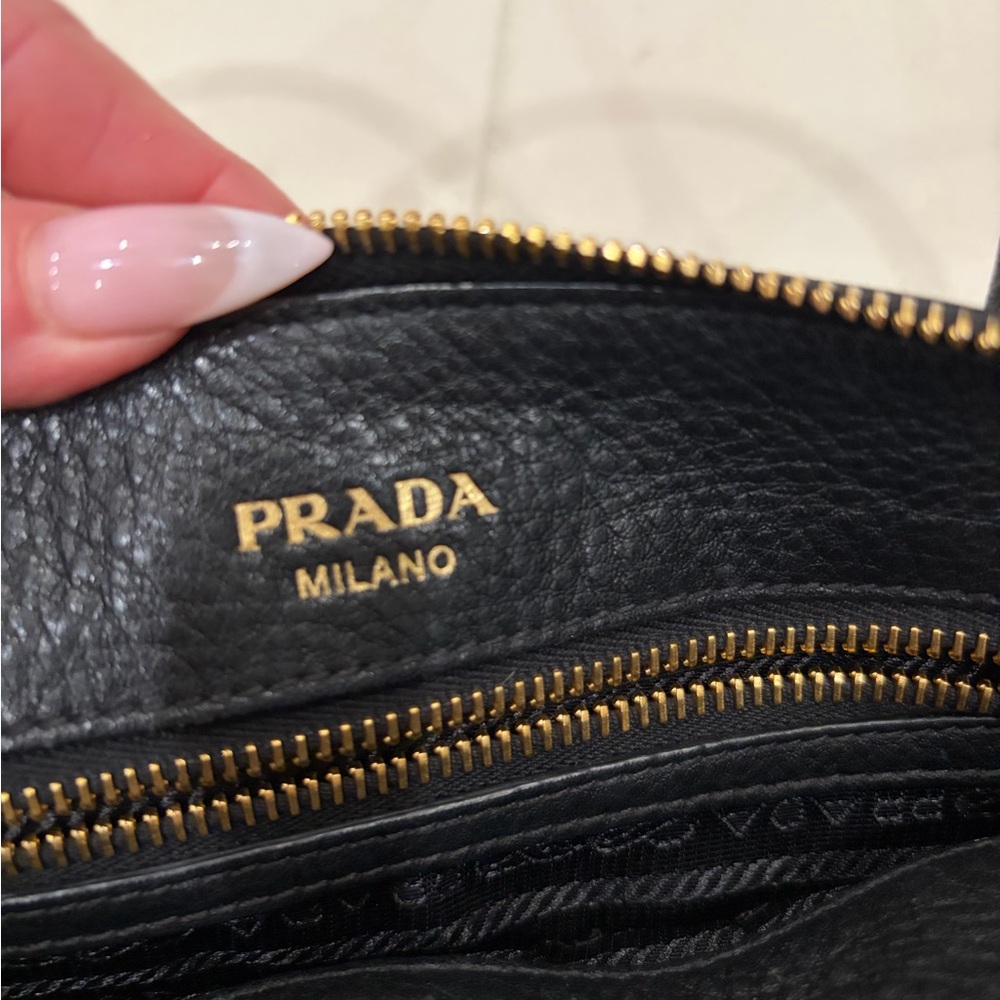 Prada Black and Gold Leather Satchel - Picture 9 of 12